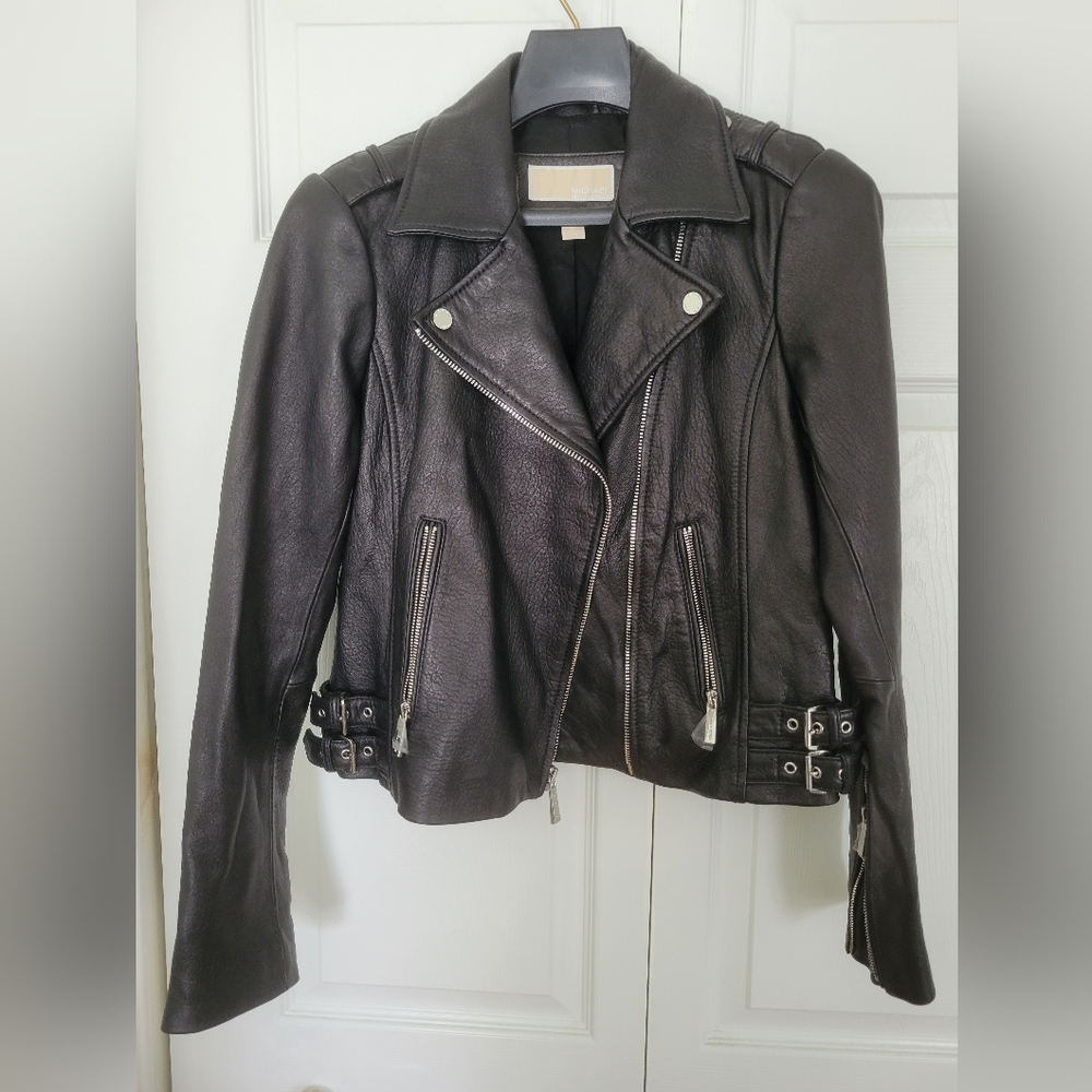 MICHAEL Michael Kors Black Leather Biker Jacket